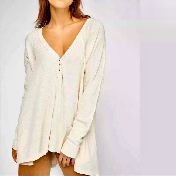 Free People Citrine Cream Long Sleeve Top - Picture 1 of 6